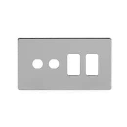 The Lombard Collection Brushed Chrome 4 Gang 2RM+2CM Dual Module Grid Switch Plate