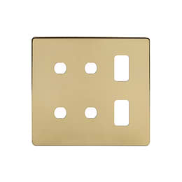 The Savoy Collection Brushed Brass 6 Gang 2RM+4CM Dual Module Grid Switch Plate