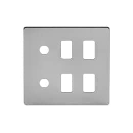 The Lombard Collection Brushed Chrome 6 Gang 4RM+2CM Dual Module Grid Switch Plate