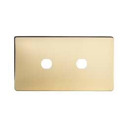 The Savoy Collection Brushed Brass 2 Gang (Lg Plt) CM Circular Module Grid Switch Plate