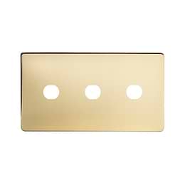 The Savoy Collection Brushed Brass 3 Gang CM Circular Module Grid Switch Plate