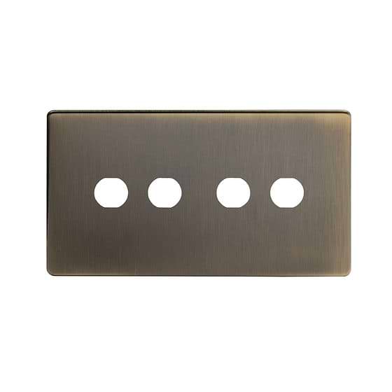 The Charterhouse Collection Aged Brass 4 Gang CM Circular Module Grid Switch Plate