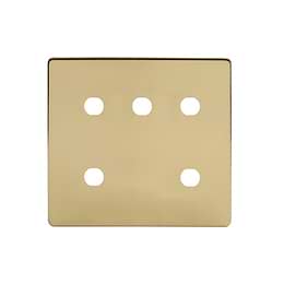 The Savoy Collection Brushed Brass 5 Gang CM Circular Module Grid Switch Plate