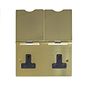 The Savoy Collection Brushed Brass 13A 2 Gang Floor Socket Blk Ins