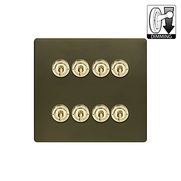 Soho Lighting Fusion Bronze & Brushed Brass 8 Gang Dimming Toggle Switch