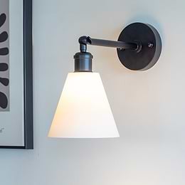 White Couture Wall Light with Matt Black Arm