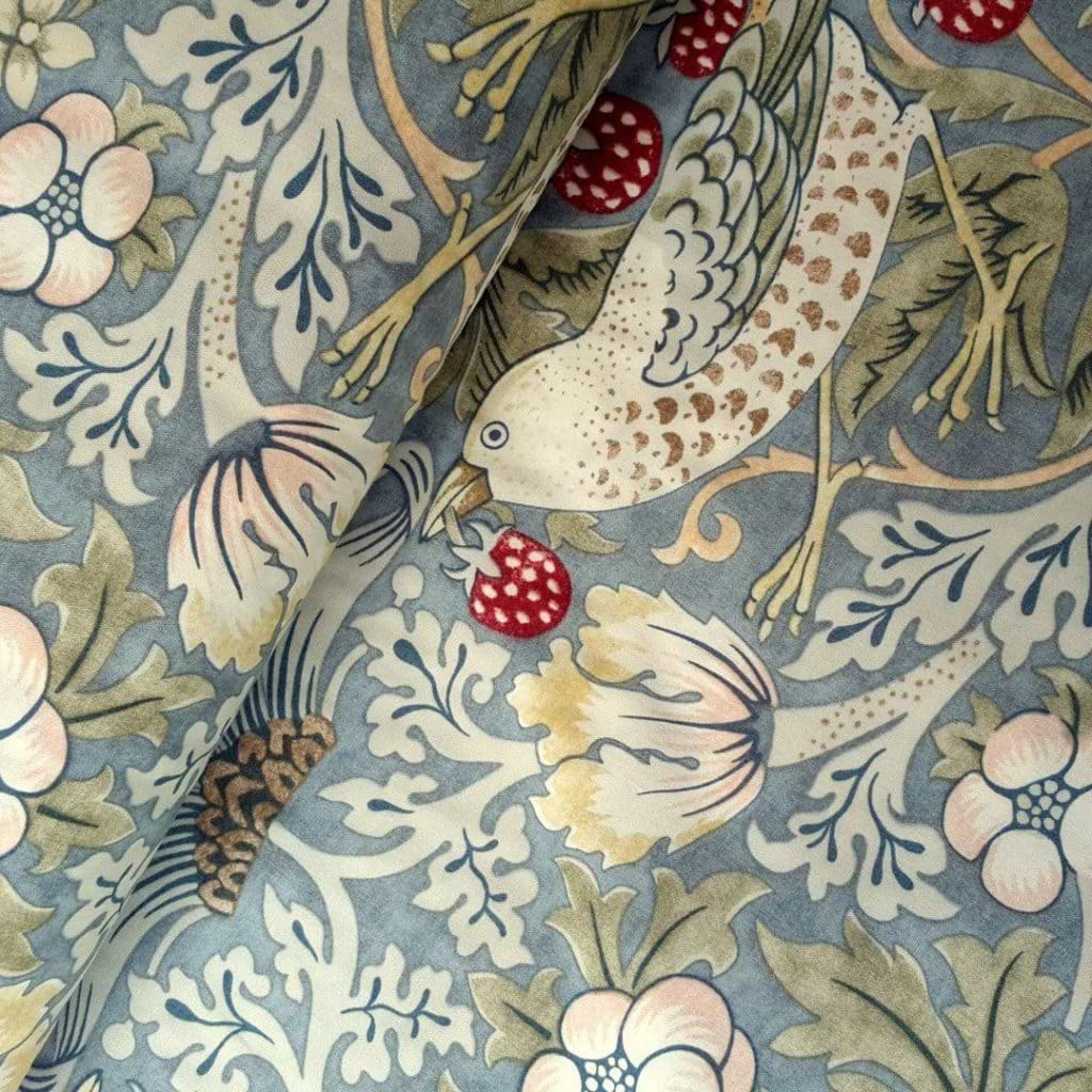 Strawberry Thief on fabric, William Morris