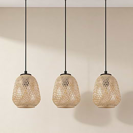 Triple Wicker Pendant Light