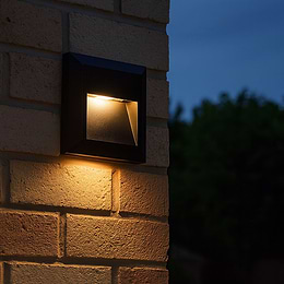 Saxby Severus Square Indirect IP65 1.1W Warm White Matt Black Outdoor Wall Light