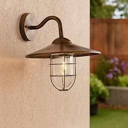 Eglo MELGOA Antique & Copper Hurricane Lantern Wall Light IP44