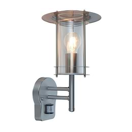 Saxby York Cylindrical Clear PIR wall IP44 60W Wall Light