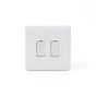 Lieber Silk White 2 Gang Retractive Switch - Curved Edge