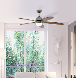 Eglo Susale Satin Nickel E14 Ceiling Fan with Light