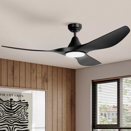 Eglo Portsea Black Matt LED Ceiling Fan with Light 3000K 4000K 5000K