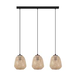 Triple Wicker Pendant Light