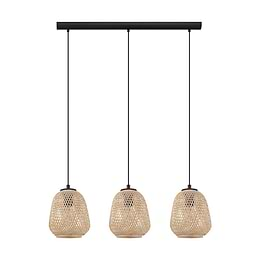 Triple Wicker Pendant Light