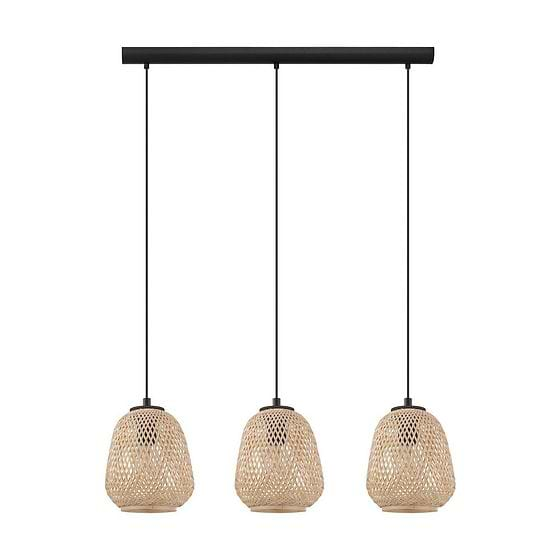 Triple Wicker Pendant Light