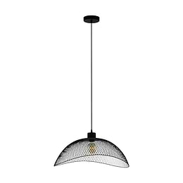 Eglo POMPEYA Black Mesh Curved Dome Large Pendant Light