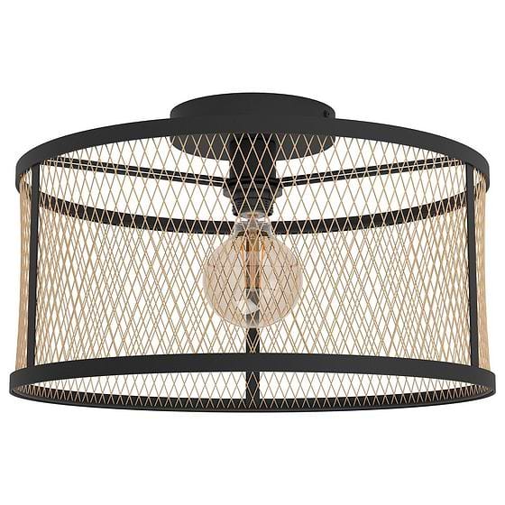 Eglo Verdant Large Black & Brass Caged Ceiling Light