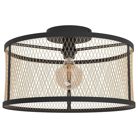 Eglo Verdant Large Black & Brass Caged Ceiling Light