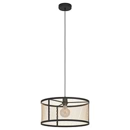 Eglo Verdant Large Black & Brass Caged Pendant Light