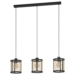 Eglo Verdant Triple Black & Brass Caged Pendant Light