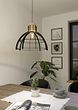 Eglo STILLINGTON Black & Wood Rounded Frame Pendant Light