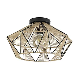 Eglo ADWICKLE Natural Hemp Black Wire Geometric Ceiling Light