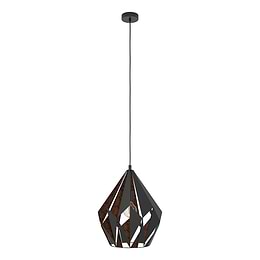 Eglo Carlton 1 Large Black Copper E27 Pendant Light