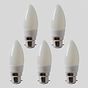5 Pack - Soho Lighting 4w B22 3000K Opal Dimmable LED Candle Bulb with white plastic
