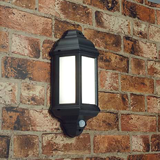 Halbury Black PIR Exterior Lantern Light 1lt 7W Cool White IP44 | Saxby ...