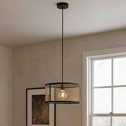 Eglo Verdant Large Black & Brass Caged Pendant Light