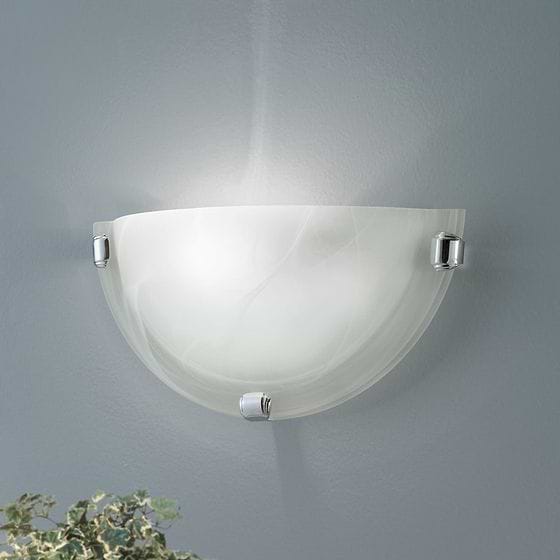 Eglo SALOME White Alabaster & Chrome Half-Moon Wall Light