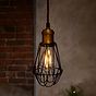 Denman Industrial Vintage Brass Caged Teardrop Pendant Light
