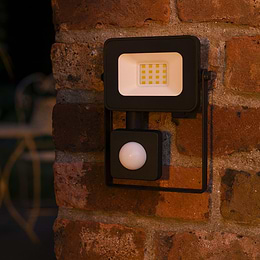 Eglo Risacca-E Small Black Outdoor LED Flood Light 4000K IP44 with Sensor