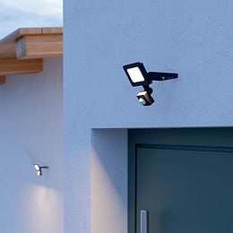 Eglo Risacca-E Medium Black Outdoor LED Flood Light 4000K IP44 with Sensor