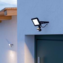 Eglo Risacca-E Large Black Outdoor LED Flood Light 4000K IP44 with Sensor