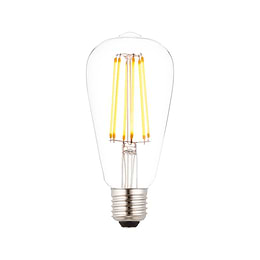 Saxby Teardrop ST64 6W E27 1800K CRI 80 Dimmable Clear Straight Filament LED Bulb