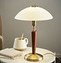 Eglo SOLO 1 Antique BR & Wood Dome Satin Glass Table Light