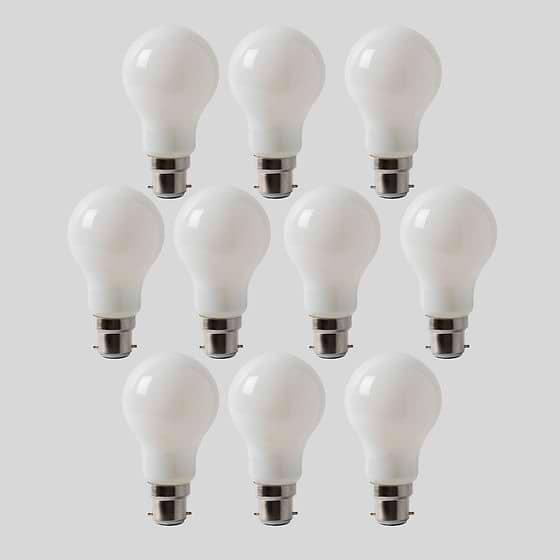 10 Pack - Soho Lighting 8w B22 Opal GLS LED Light Bulb 4100K Horizon Daylight Dimmable