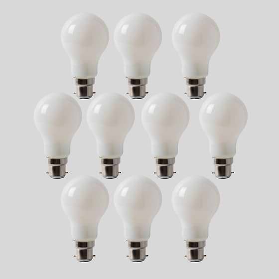 10 Pack - Soho Lighting 8w B22 Opal GLS LED Light Bulb 3000K Warm White Dimmable