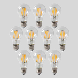 10 Pack - Soho Lighting 8w E27 ES GLS LED Light Bulb 3000K Standard Straight Filament Dimmable High CRI