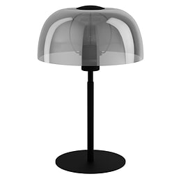 Eglo SOLO 2 Black & Smoked Black Rounded Glass Table Light 