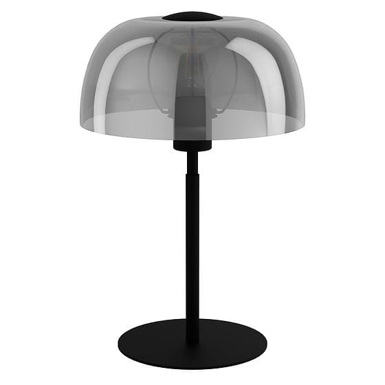 Eglo SOLO 2 Black & Smoked Black Rounded Glass Table Light 