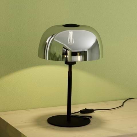 Eglo SOLO 2 Black & Smoked Black Rounded Glass Table Light 