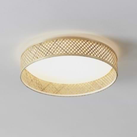 Eglo LUPPINERIA Wicker Round Compact Ceiling Light