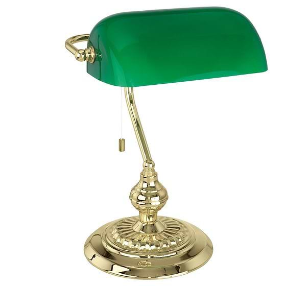 Eglo BANKER Polished Brass Green Glass Table Light