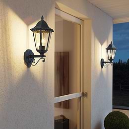 Eglo Navedo Black Silver-Patina Outdoor Upright Lantern E27 Wall Light IP44