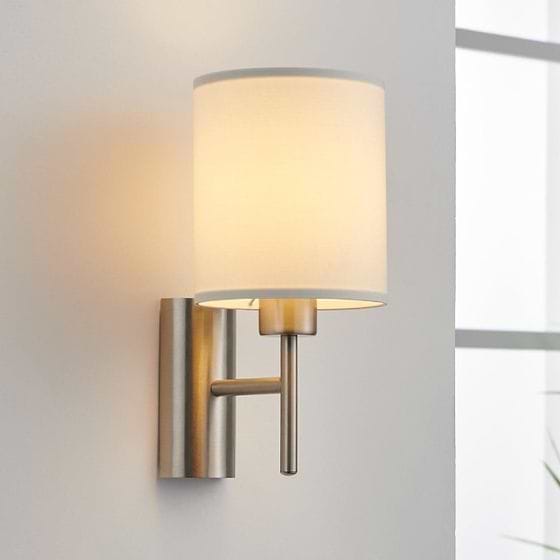 Eglo Pasteri Satin Nickel & White E27 Wall Light