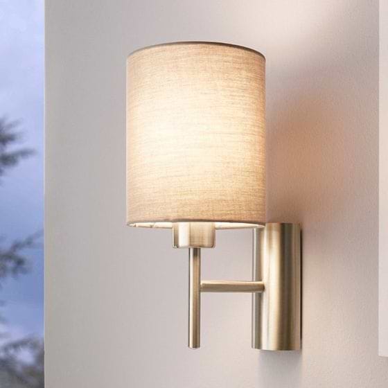 Eglo Pasteri Satin Nickel & Taupe E27 Wall Light
